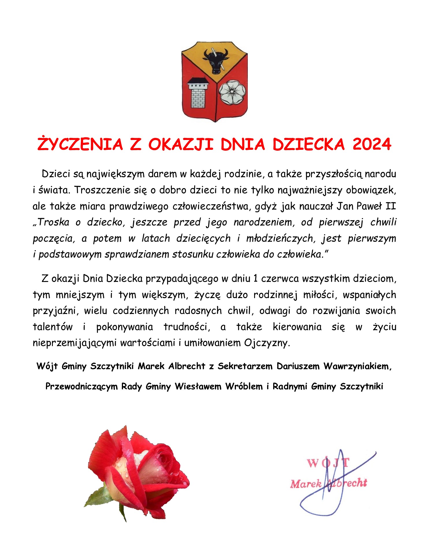 Dzien Dziecka zyczenia Wojta