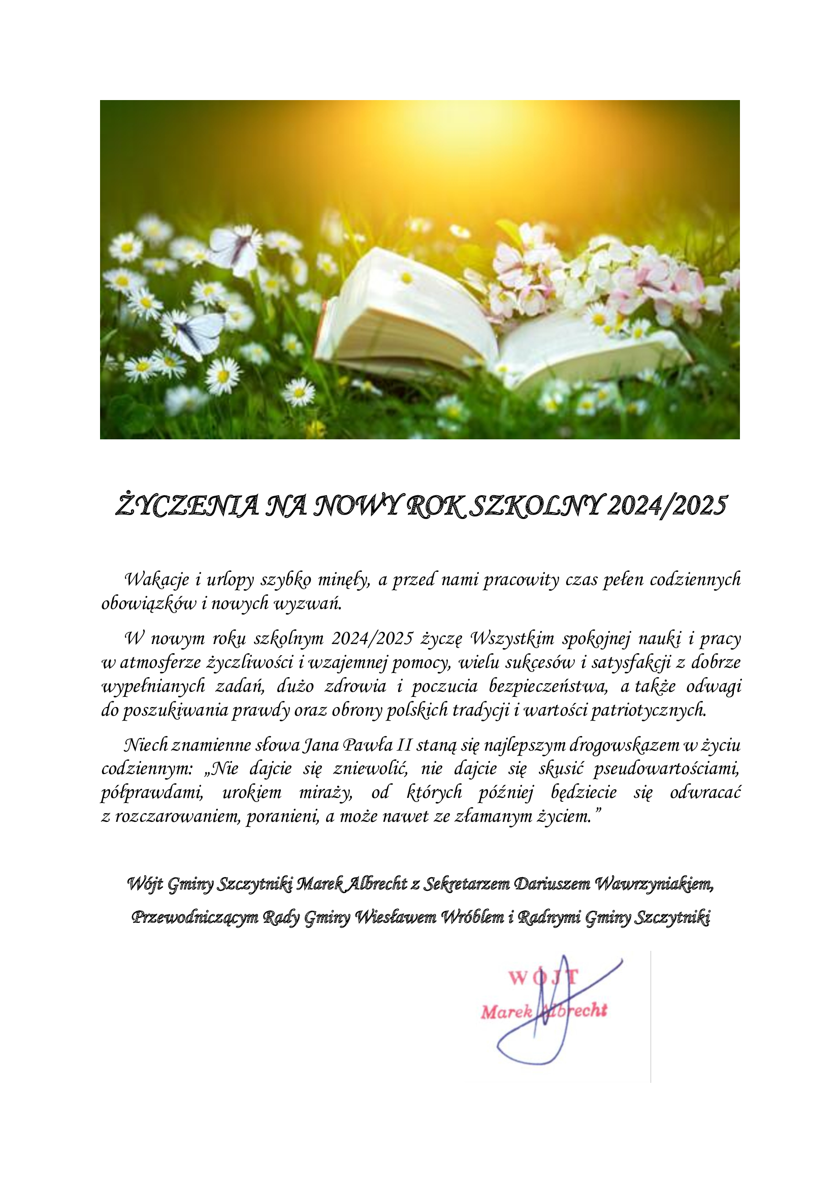 życzenia rok szk. 2024 25