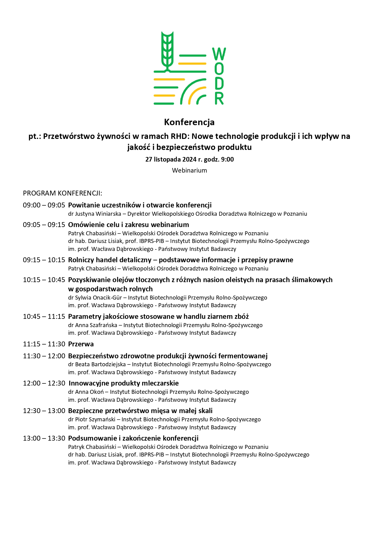 RHD Nowe technologie produkcji program konferencji page 0001