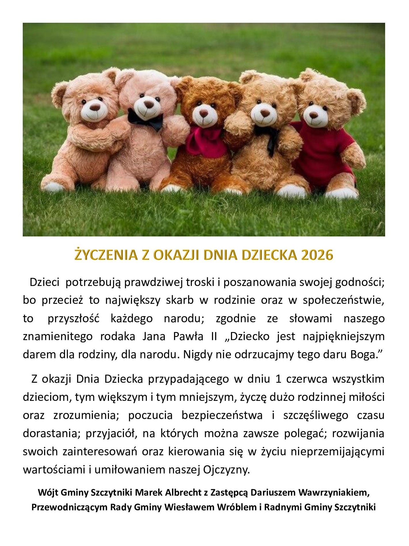 Życzenia z okazji Dnia Dziecka 2026